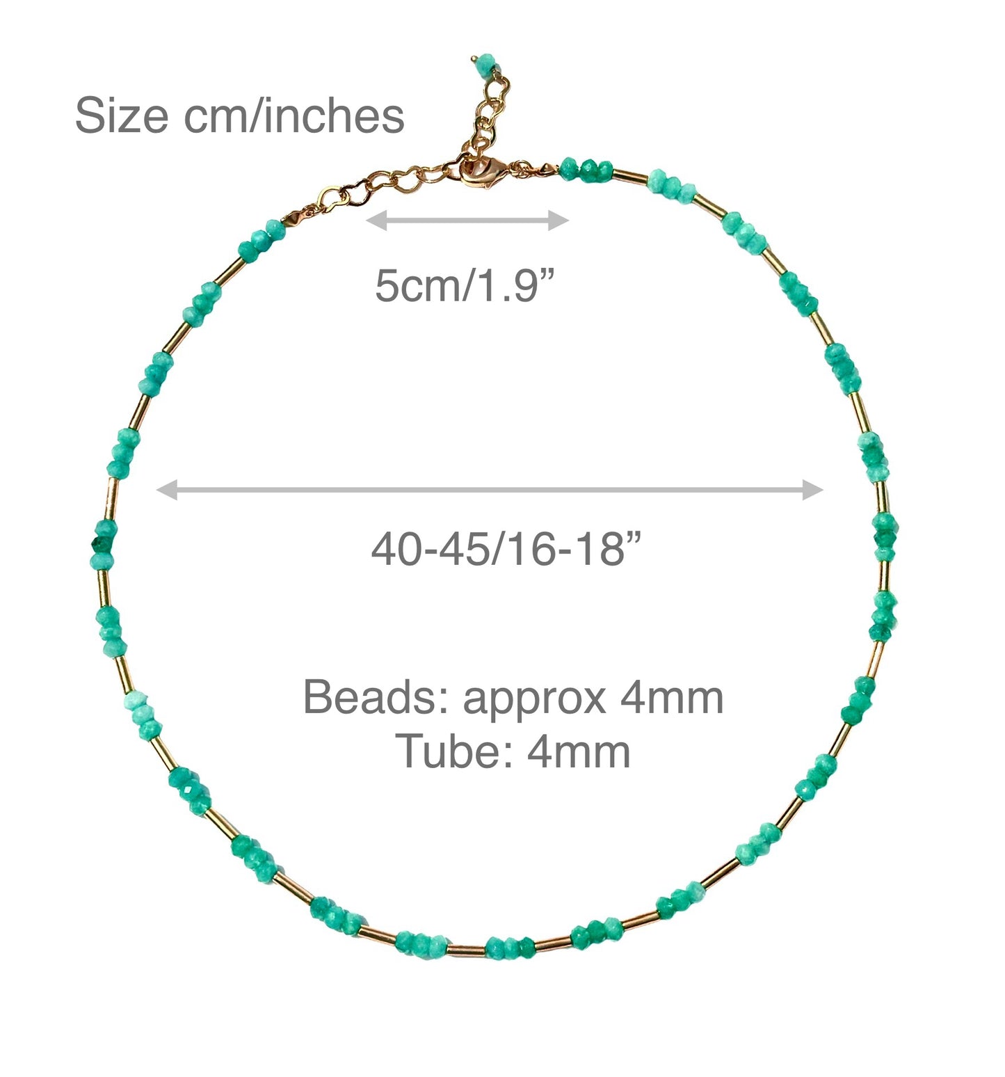 Beaded Green Quartz with Gold Tubes Necklace LIMITED EDITION
