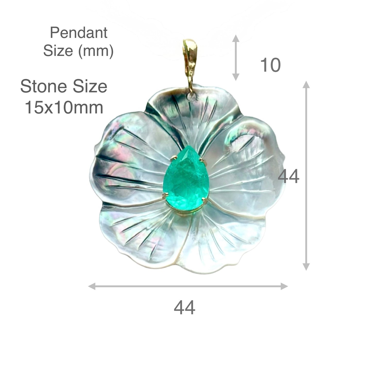 Flower Pendant - Green Quartz & Mother-of-Pearl - LIMITED EDITION