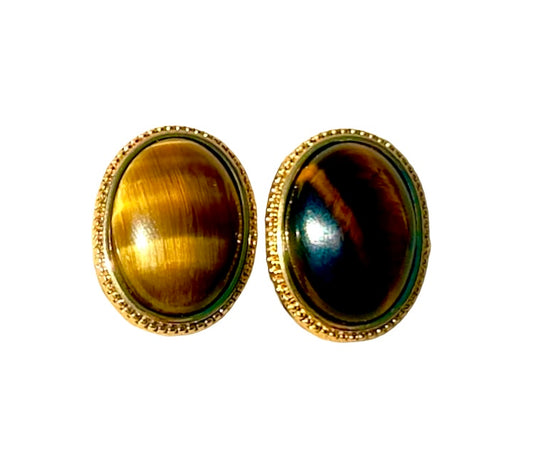 Classic and Timeless Tiger Eye Stud Earrings - EDITION LIMITED
