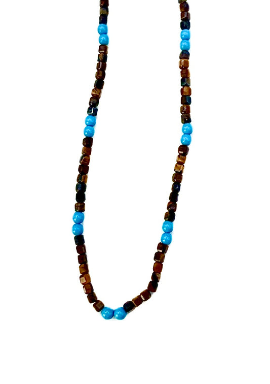 Boho Tiger Eye & Turquoise Mini Beads Necklace - LIMITED EDITION