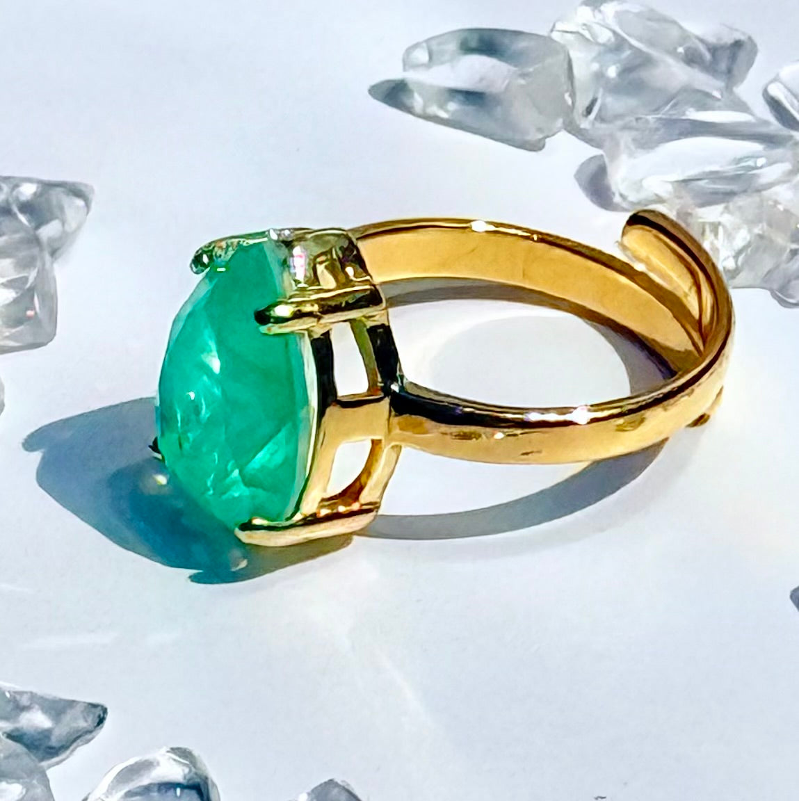 Green Quartz Single Stone Ring- LIMITED EDITION
