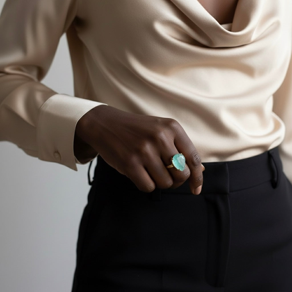 Green Quartz Single Stone Ring- LIMITED EDITION