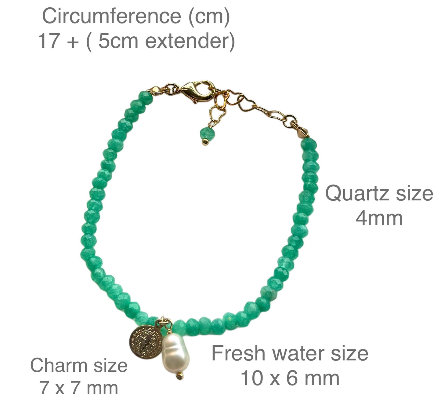 Beaded Green Quartz Bracelet with Fresh Water Pearl - LIMTED EDITION