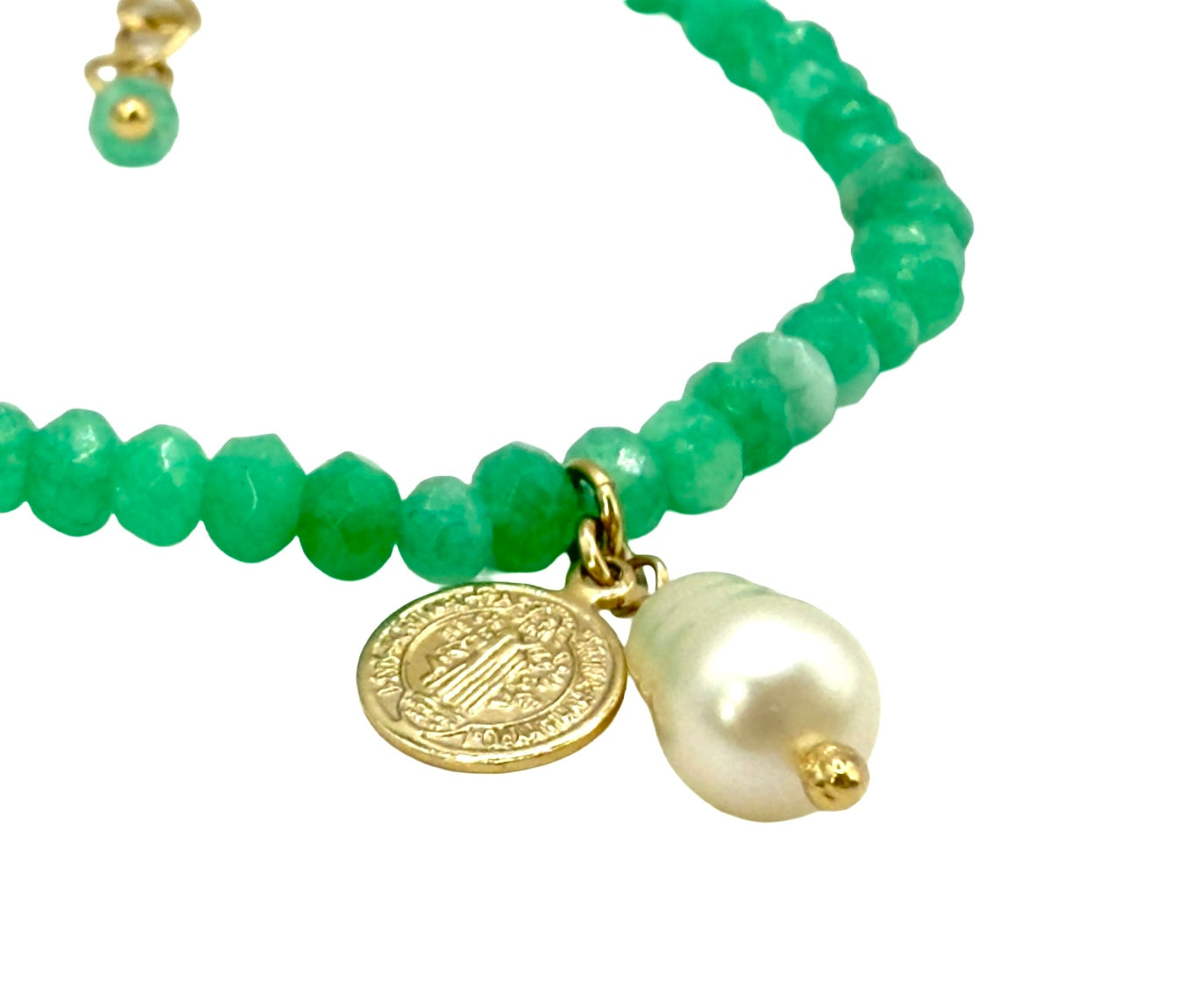 Beaded Green Quartz Bracelet with Fresh Water Pearl - LIMTED EDITION