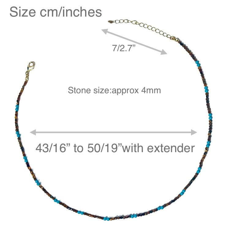 Boho Tiger Eye & Turquoise Mini Beads Necklace - LIMITED EDITION
