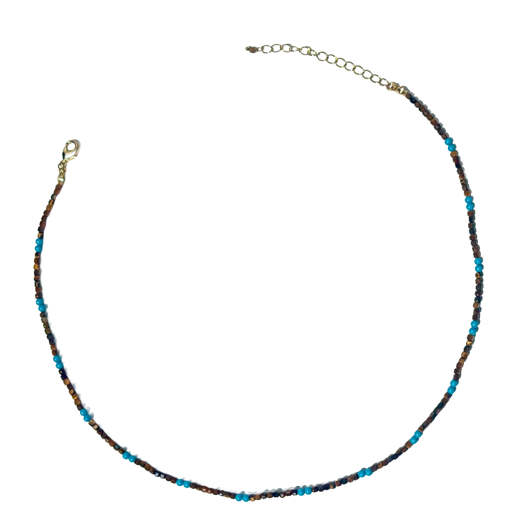 Boho Tiger Eye & Turquoise Mini Beads Necklace - LIMITED EDITION