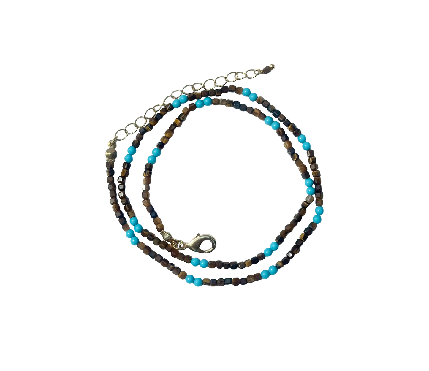 Boho Tiger Eye & Turquoise Mini Beads Necklace - LIMITED EDITION