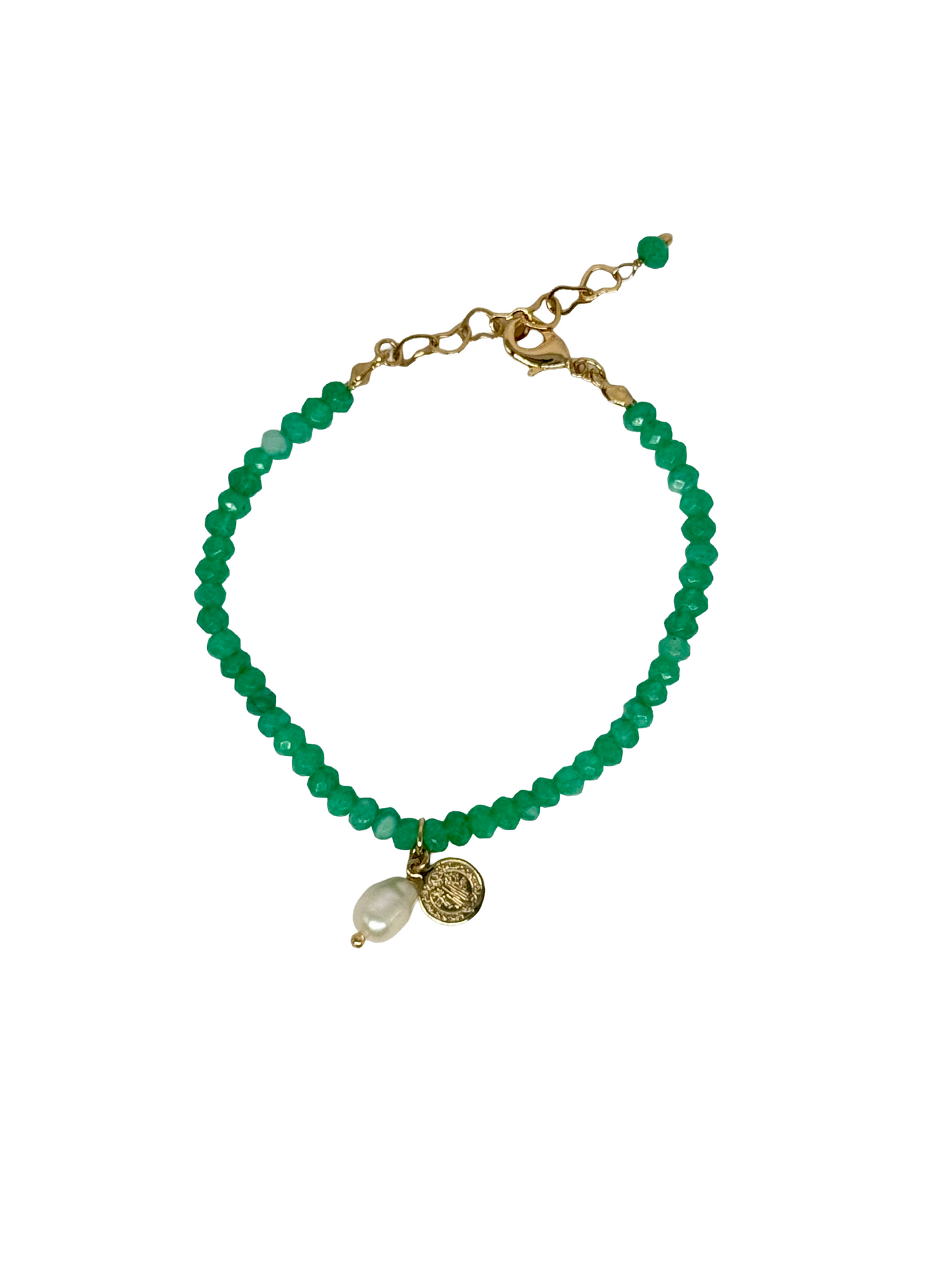 Beaded Green Quartz Bracelet with Freshwater Pearl - LIMITED EDITION