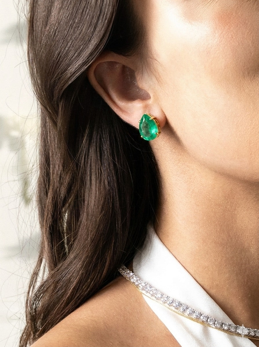Emerald Glow Crystal Stud Earrings - LIMITED EDITION