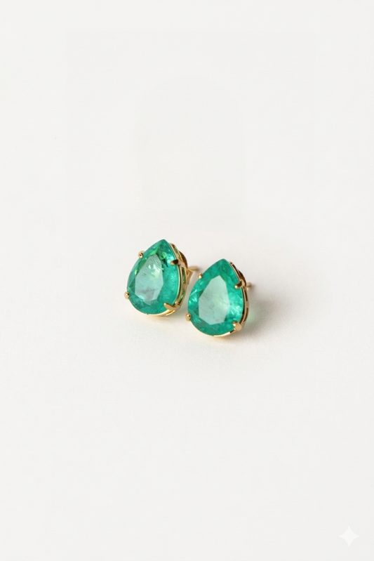 Green Quartz Stud Earrings – 18k Gold-Plated | Bonita Jewels of Brazil