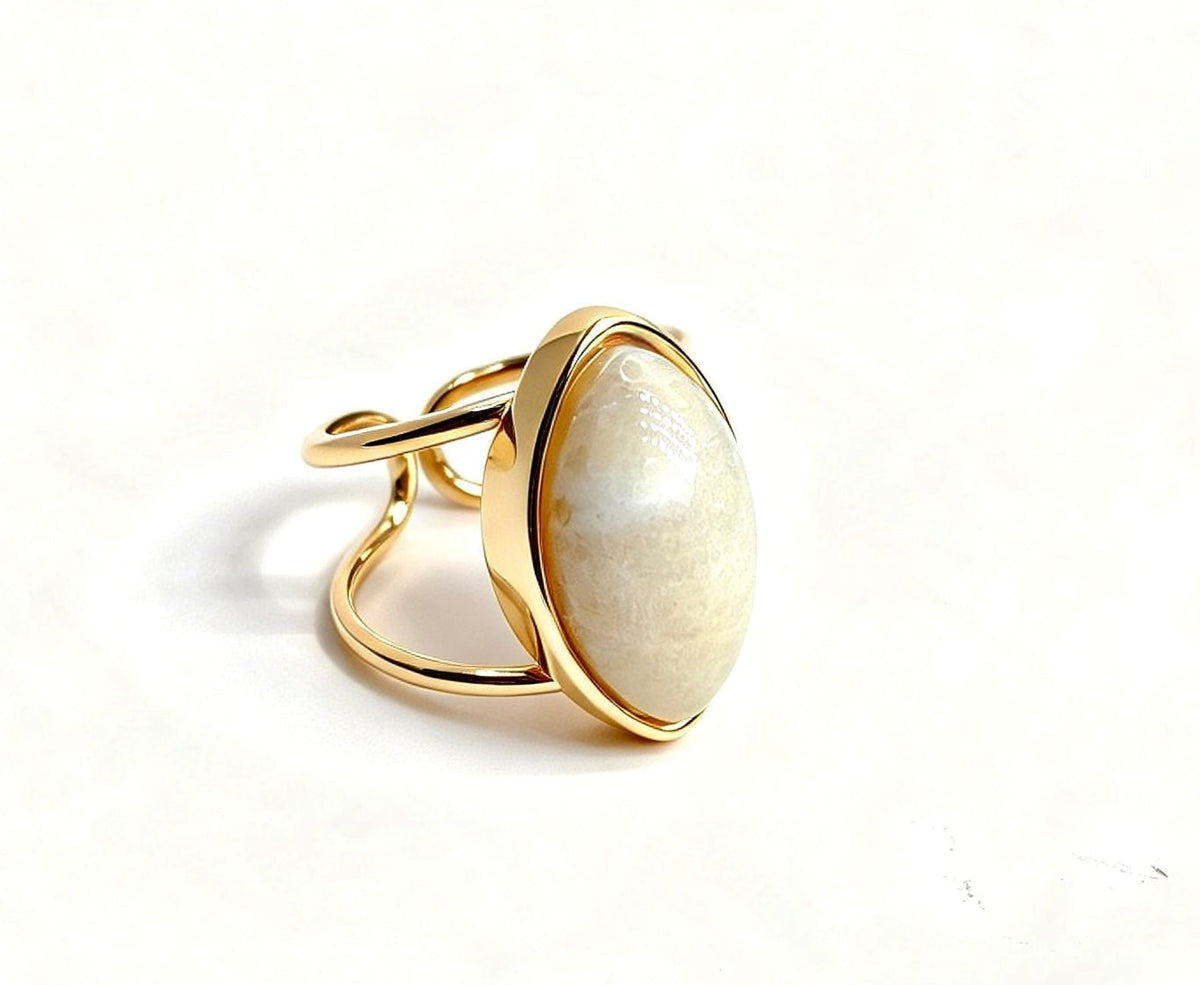 Afeto Rose Quartz | Beige Amazonite Rings - Bonita Jewels of Brazil