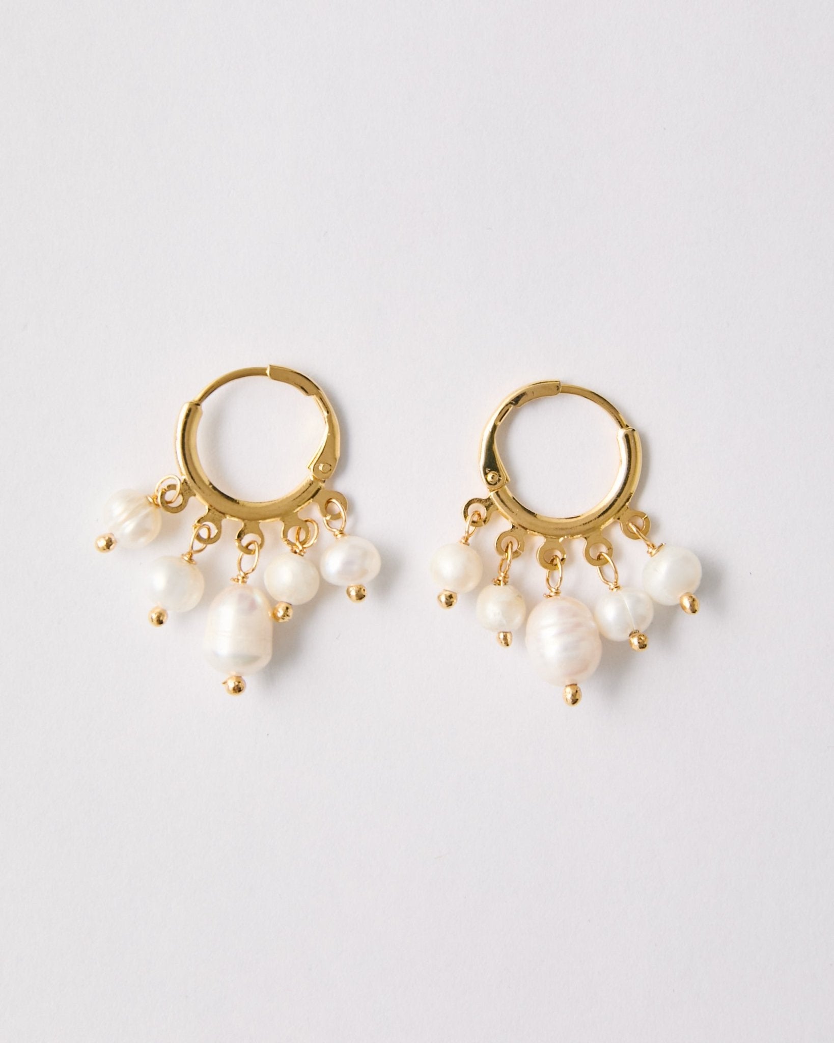 Baroque Freshwater Pearl Drop Hoop Earrings – 18k Gold - Plated | Bonita Jewels of Brazil - Bonita Jewels of Brazil
