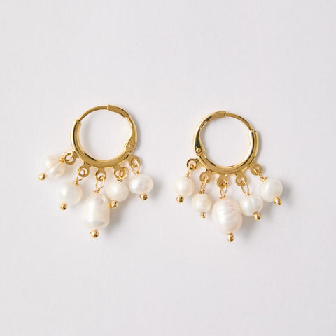 Baroque Freshwater Pearl Drop Hoop Earrings – 18k Gold - Plated | Bonita Jewels of Brazil - Bonita Jewels of Brazil