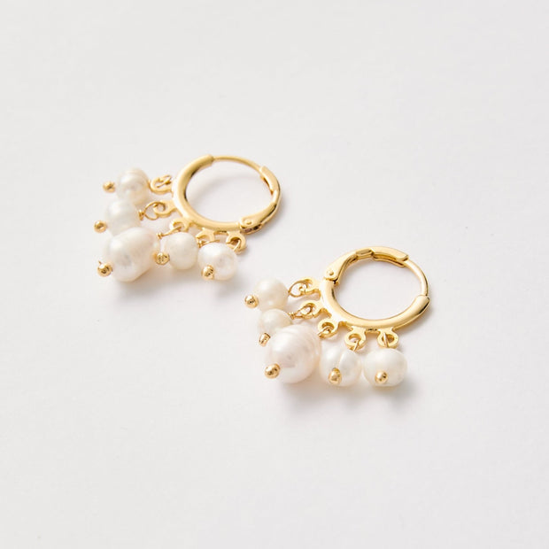 Baroque Freshwater Pearl Drop Hoop Earrings – 18k Gold - Plated | Bonita Jewels of Brazil - Bonita Jewels of Brazil