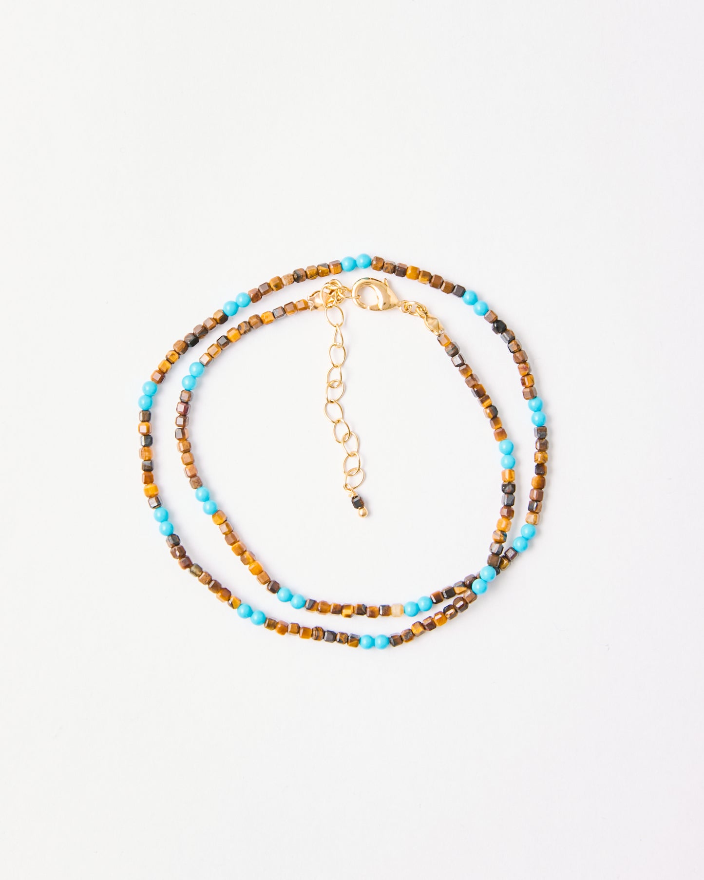 Boho Tiger Eye & Turquoise Mini Beads Necklace - LIMITED EDITION