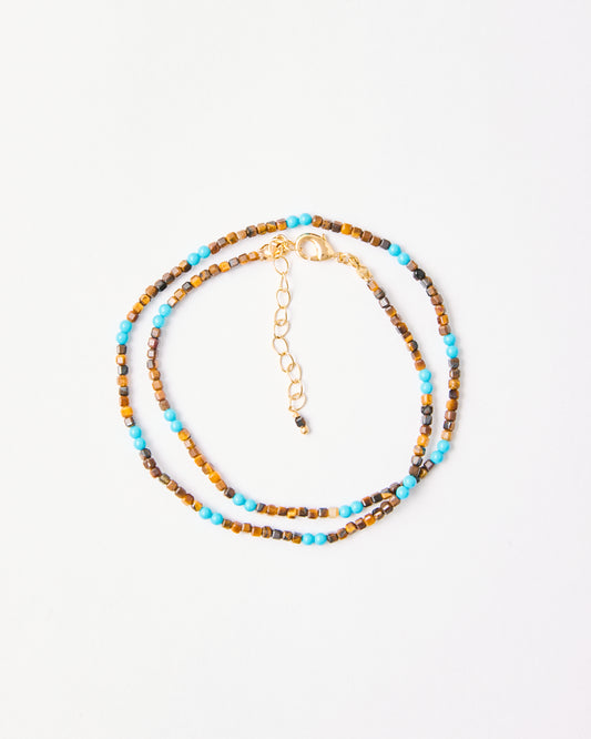 Boho Tiger Eye & Turquoise Mini Beads Necklace - LIMITED EDITION