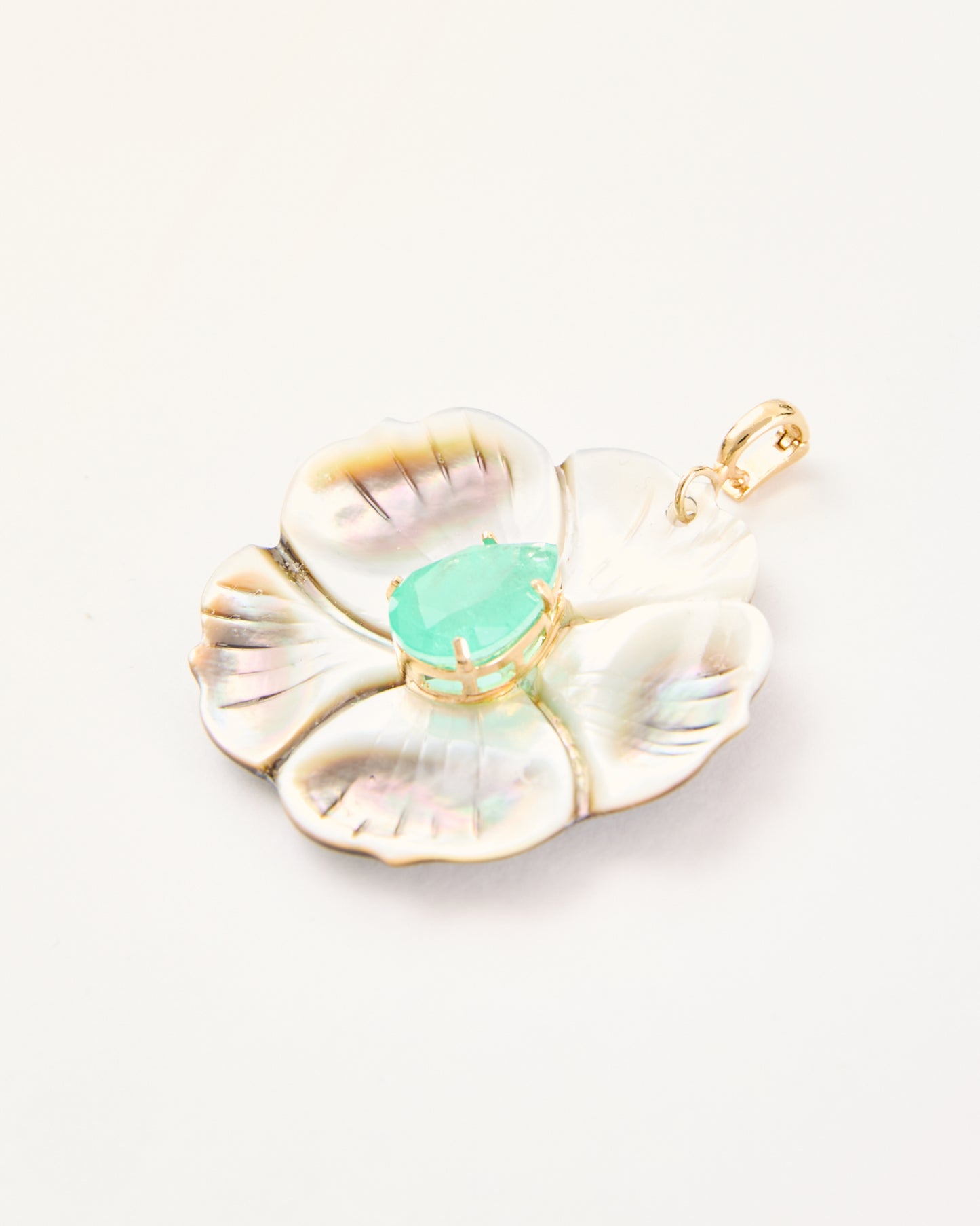 Flower  Pendant - Green Quartz & Mother-of-Pearl - LIMITED EDITION