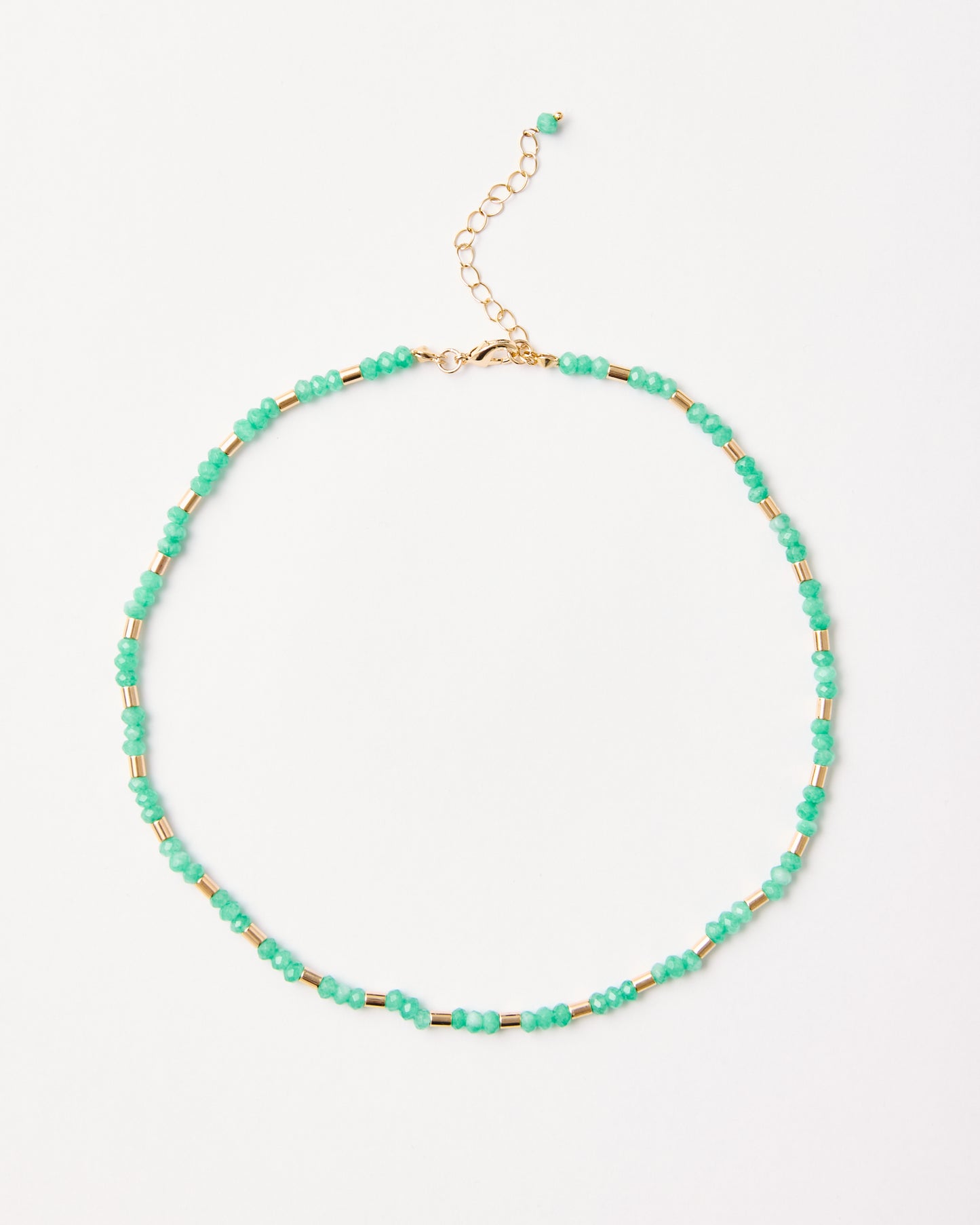 Beaded Green Quartz with Gold Tubes Necklace LIMITED EDITION