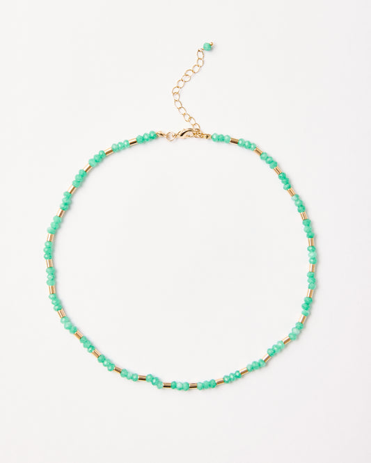 Beaded Green Quartz with Gold Tubes Necklace LIMITED EDITION