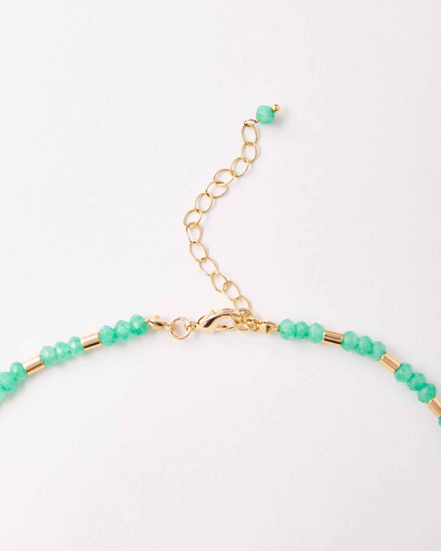 Beaded Green Quartz with Gold Tubes Necklace LIMITED EDITION