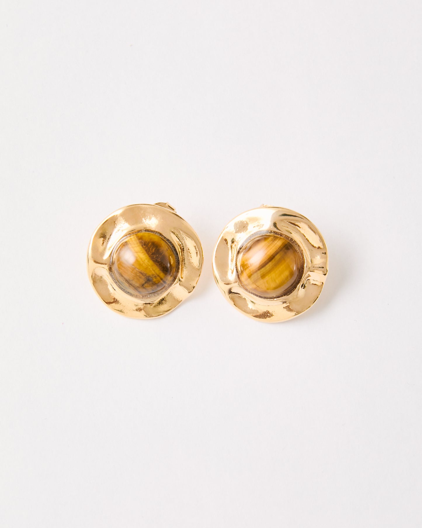 Statement/Organic  Tiger Eye Stud Earrings - LIMITED EDITION