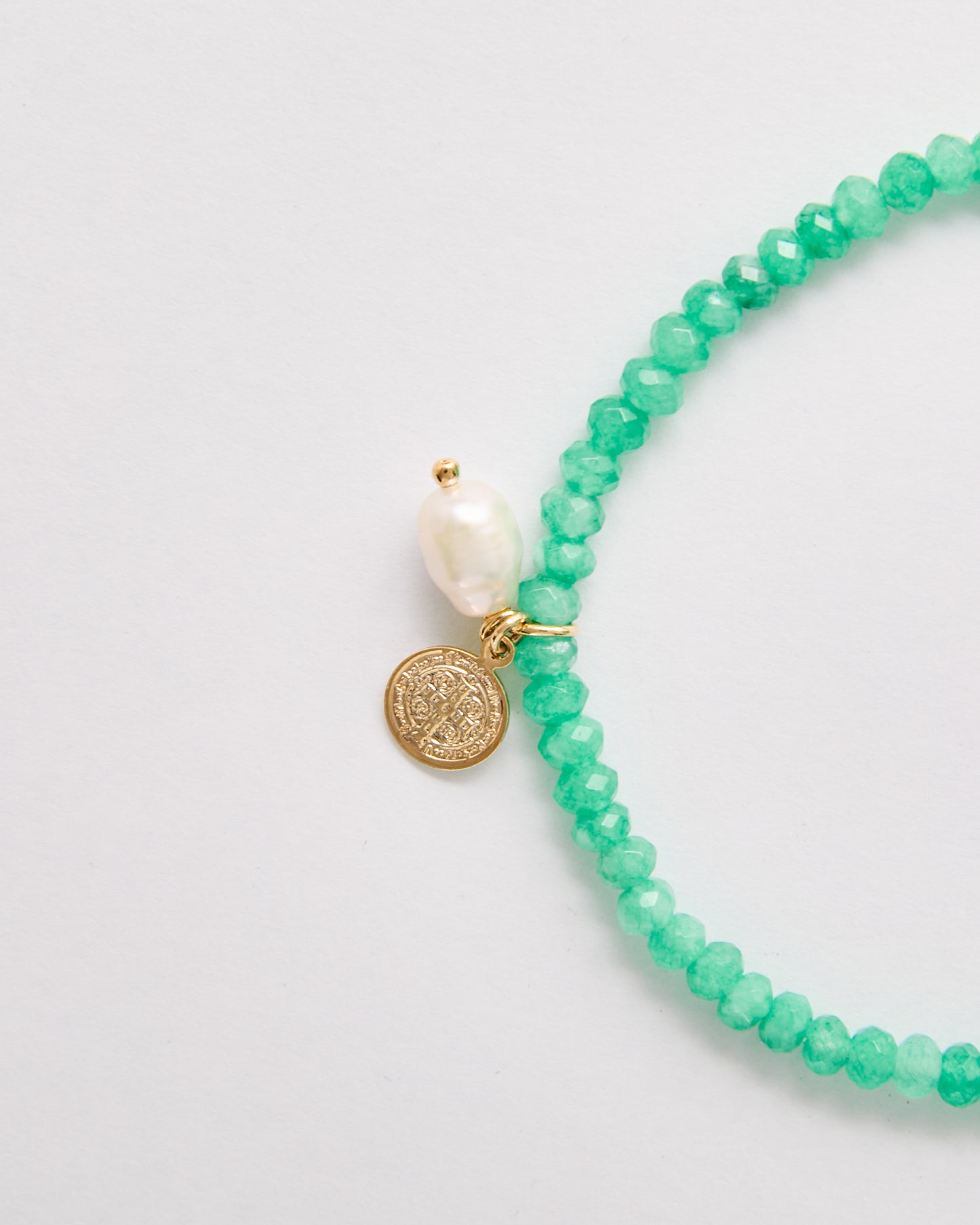 Beaded Green Quartz Bracelet with Freshwater Pearl - LIMITED EDITION