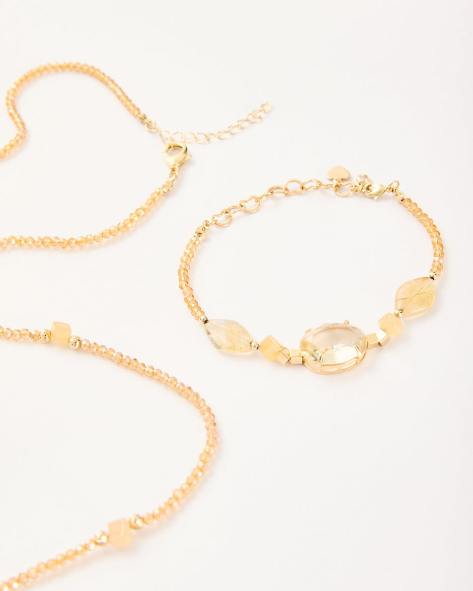 Bonito Collection – Rutilated Quartz & Calcite Necklace & Bracelet Set | Bonita Jewels of Brazil - Bonita Jewels of Brazil