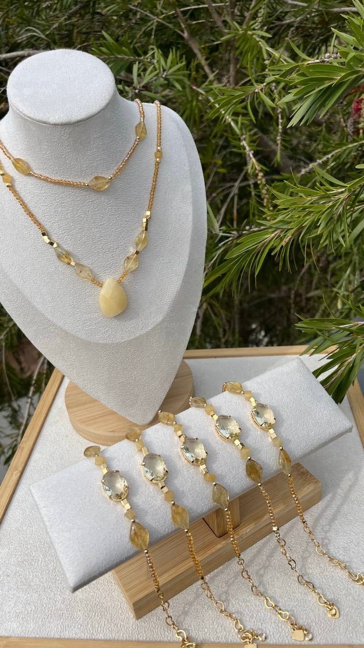 Bonito Collection – Rutilated Quartz & Calcite Necklace & Bracelet Set | Bonita Jewels of Brazil - Bonita Jewels of Brazil