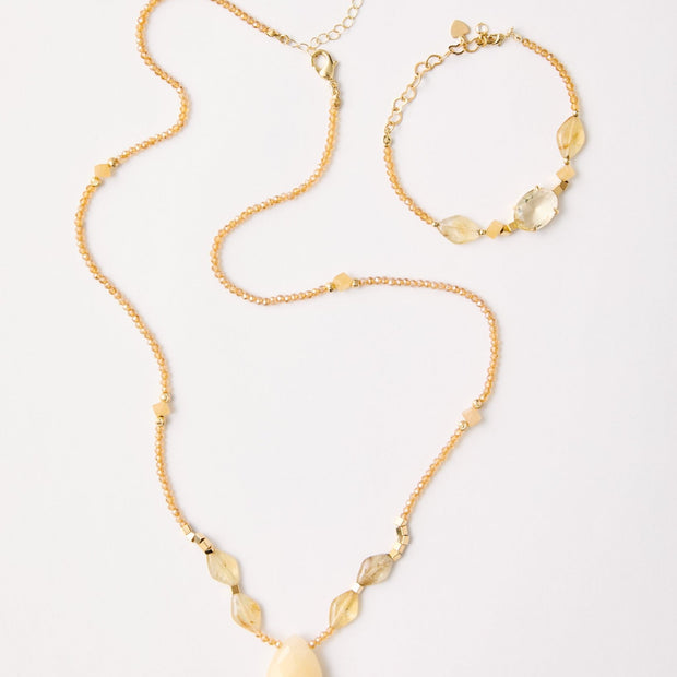 Bonito Collection – Rutilated Quartz & Calcite Necklace & Bracelet Set | Bonita Jewels of Brazil - Bonita Jewels of Brazil