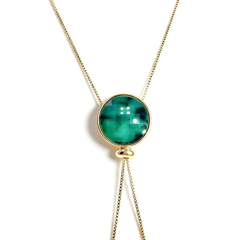 Brilho Emerald Lariet Necklace - Bonita Jewels of Brazil