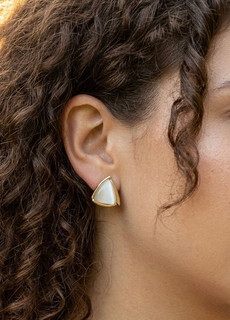 Cat's Eye Stud Earrings – 18k Gold - Plated | Bonita Jewels of Brazil - Bonita Jewels of Brazil