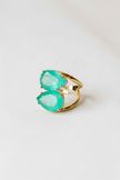 Double Green Quartz Ring – 18k Gold - Plated | Bonita Jewels of Brazil - Bonita Jewels of Brazil