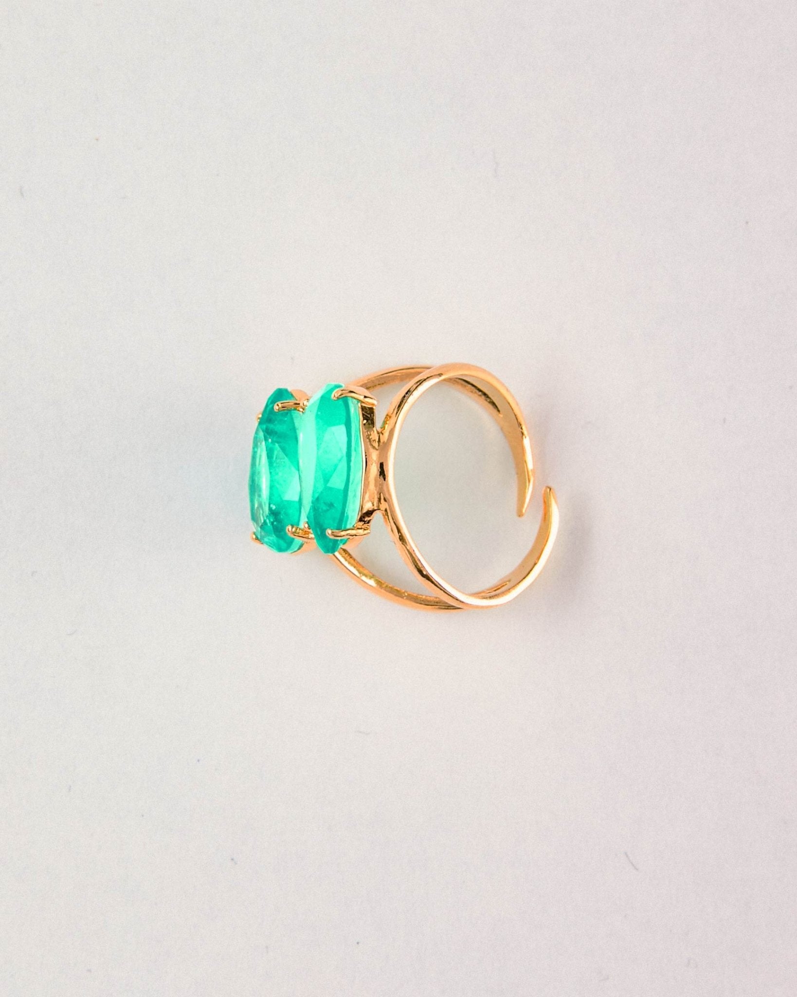 Double Green Quartz Ring – 18k Gold-Plated | Bonita Jewels of Brazil - Bonita Jewels of Brazil