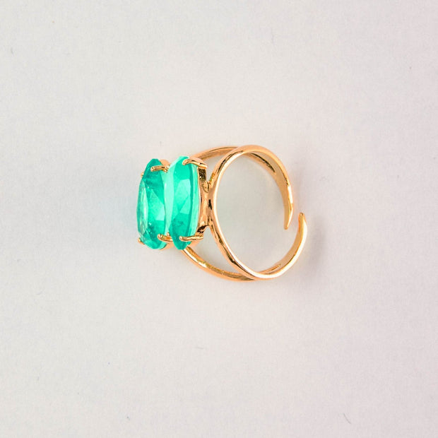 Double Green Quartz Ring – 18k Gold-Plated | Bonita Jewels of Brazil - Bonita Jewels of Brazil