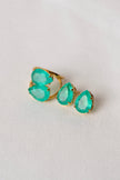 Double Green Quartz Ring – 18k Gold - Plated | Bonita Jewels of Brazil - Bonita Jewels of Brazil