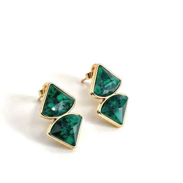 Essencia Emerald & Opala Drop Earrings - Bonita Jewels of Brazil