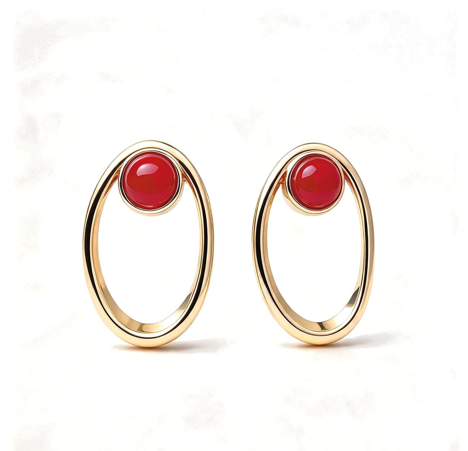 Fé Blue | Red Agate Earrings - Bonita Jewels of Brazil