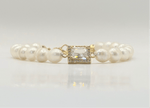 Freshwater Pearl & Baguette Crystal Bracelet – 18k Gold - Plated | Bonita Jewels of Brazil - Bonita Jewels of Brazil