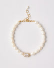 Freshwater Pearl & Baguette Crystal Bracelet – 18k Gold - Plated | Bonita Jewels of Brazil - Bonita Jewels of Brazil