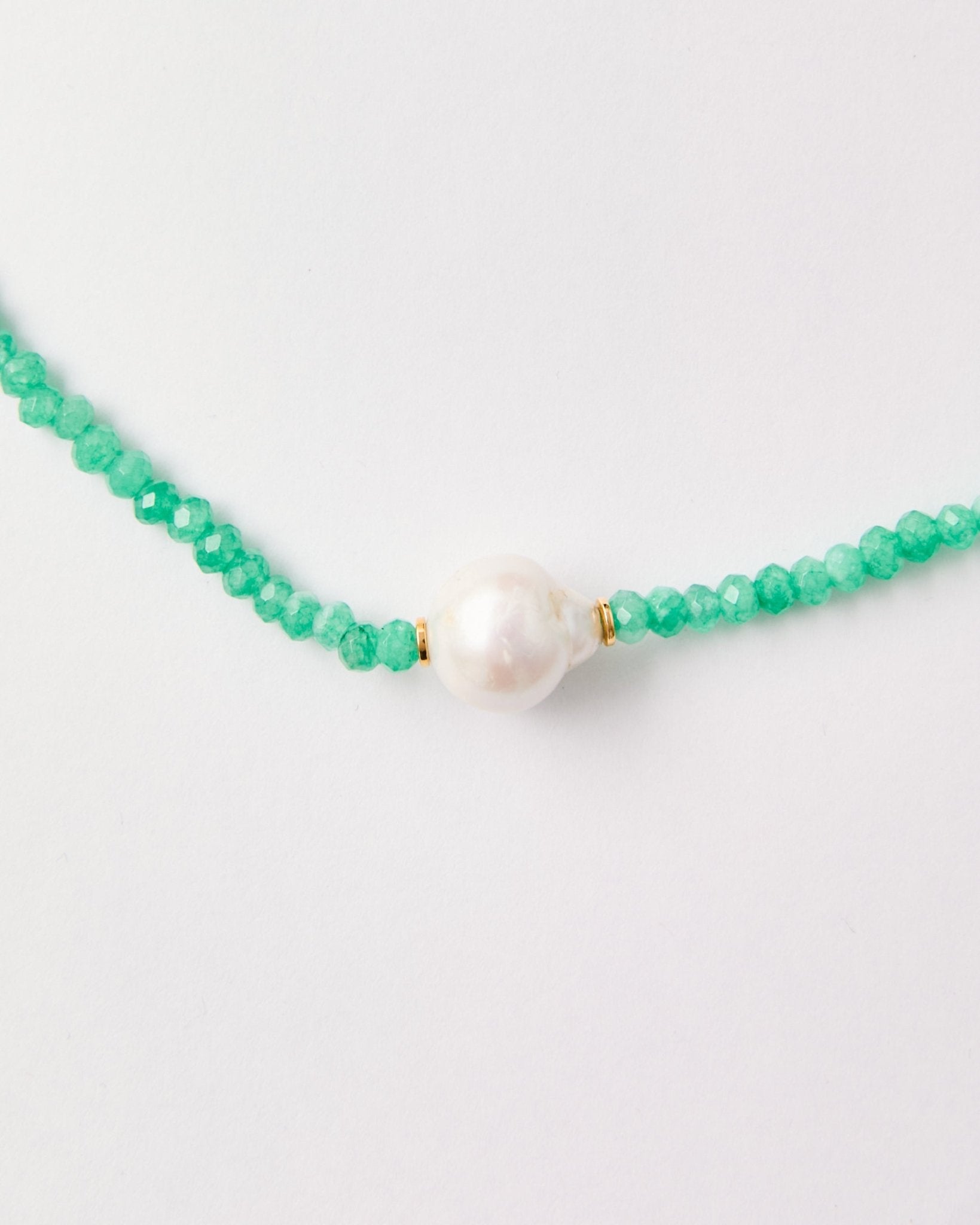Green Quartz & Freshwater Pearl Beaded Necklace – 18k Gold - Plated | Bonita Jewels of Brazil - Bonita Jewels of Brazil