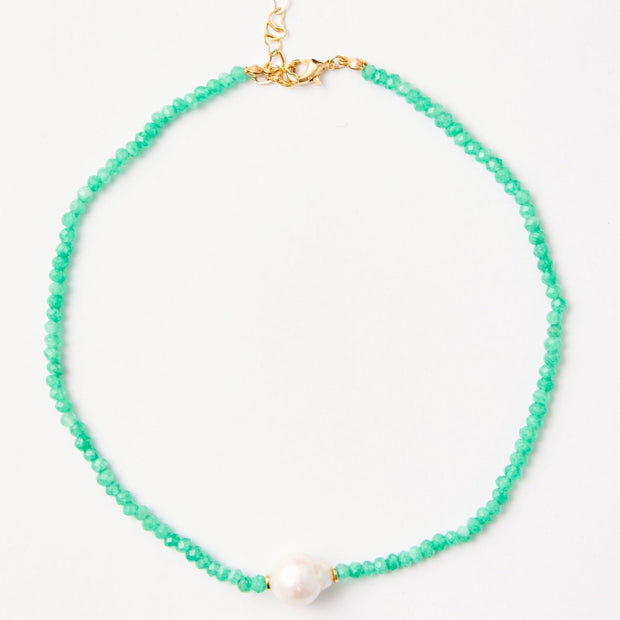 Green Quartz & Freshwater Pearl Beaded Necklace – 18k Gold - Plated | Bonita Jewels of Brazil - Bonita Jewels of Brazil