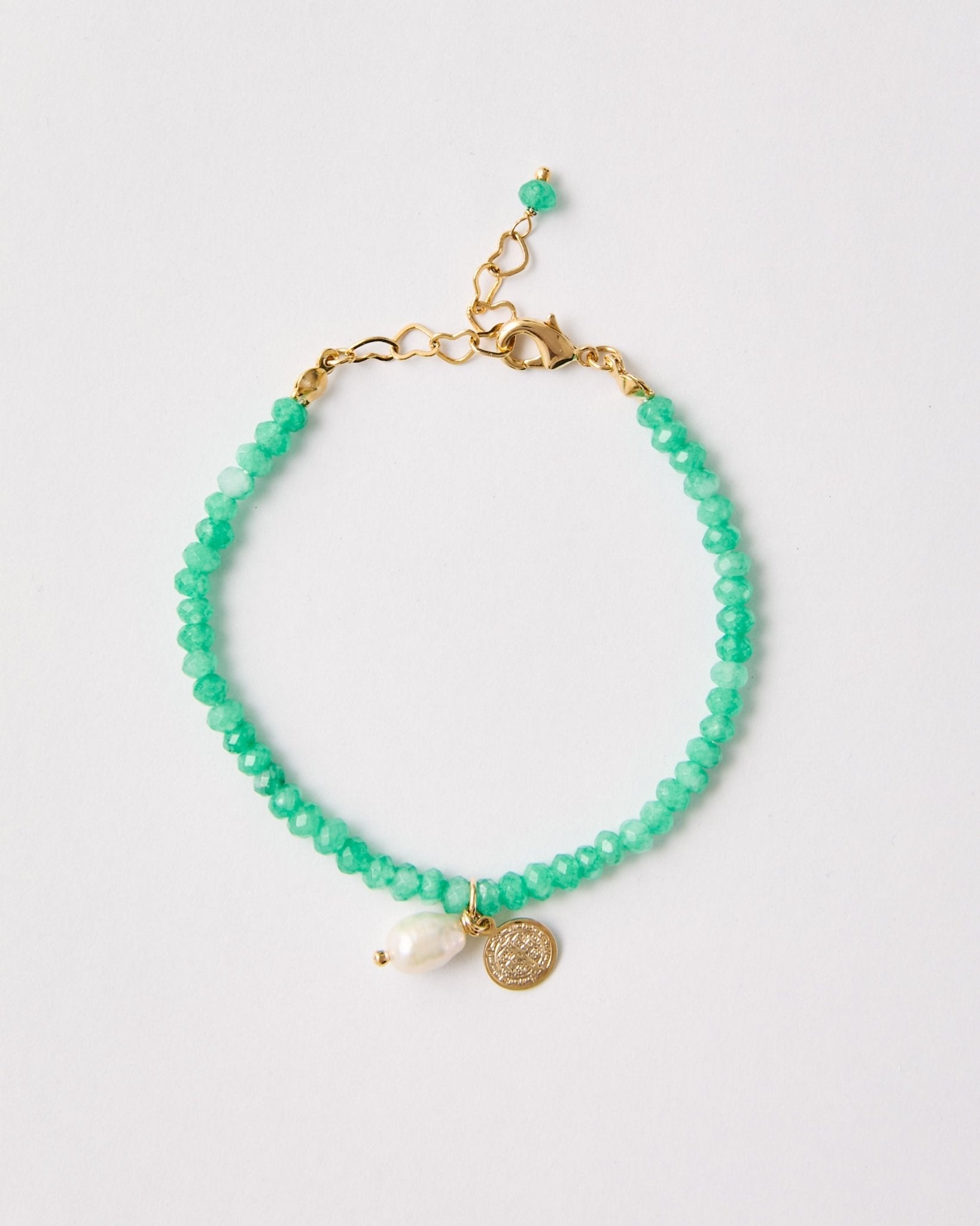 Green Quartz & Freshwater Pearl Bracelet – 18k Gold - Plated | Bonita Jewels of Brazil - Bonita Jewels of Brazil