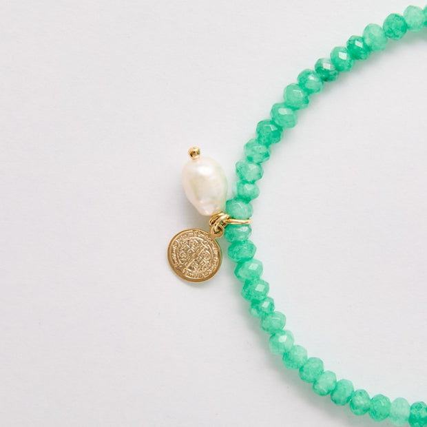 Green Quartz & Freshwater Pearl Bracelet – 18k Gold - Plated | Bonita Jewels of Brazil - Bonita Jewels of Brazil