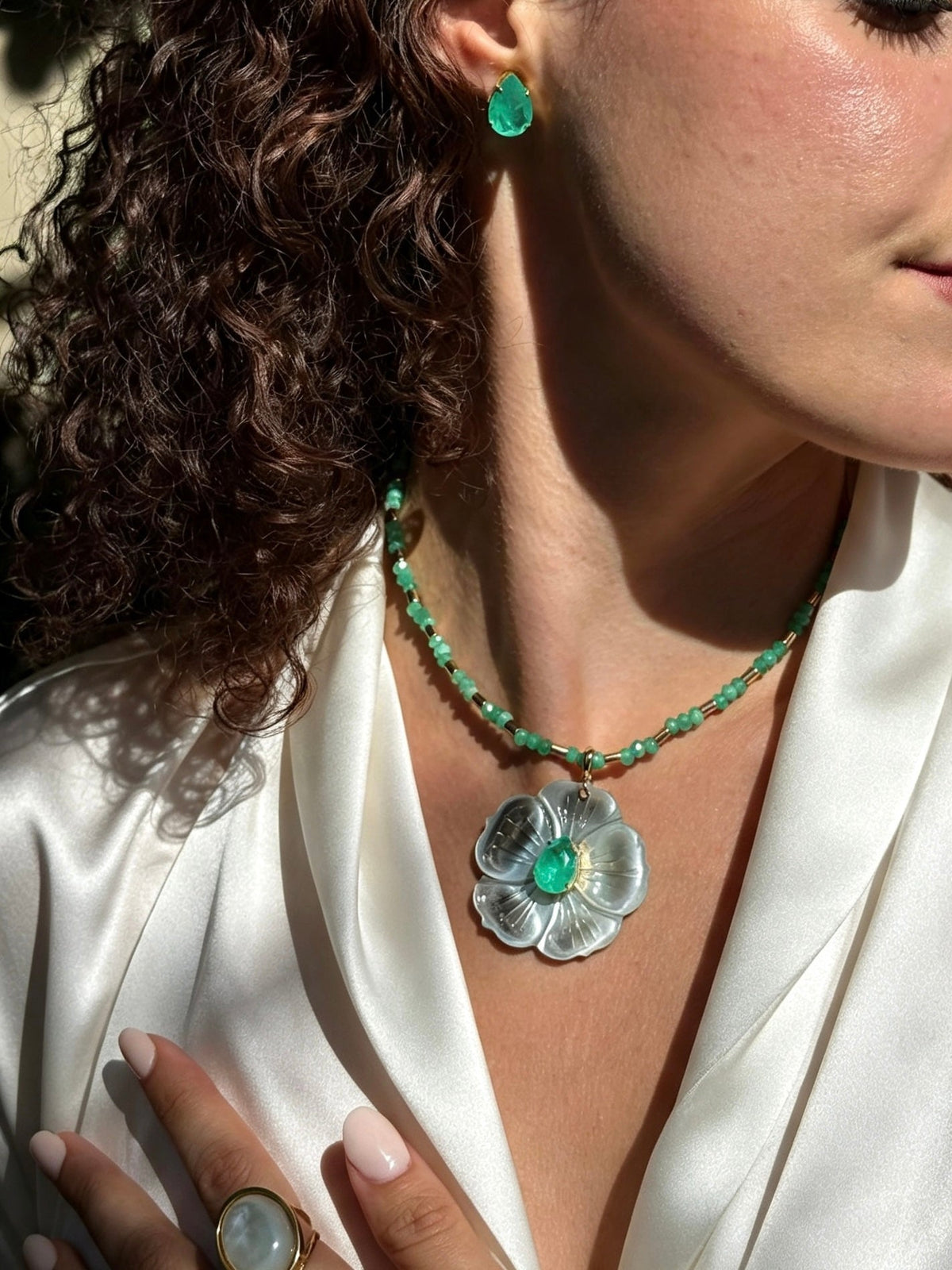 Green Quartz & Gold Tube Beaded Necklace – 18k Gold-Plated | Bonita Jewels of Brazil - Bonita Jewels of Brazil