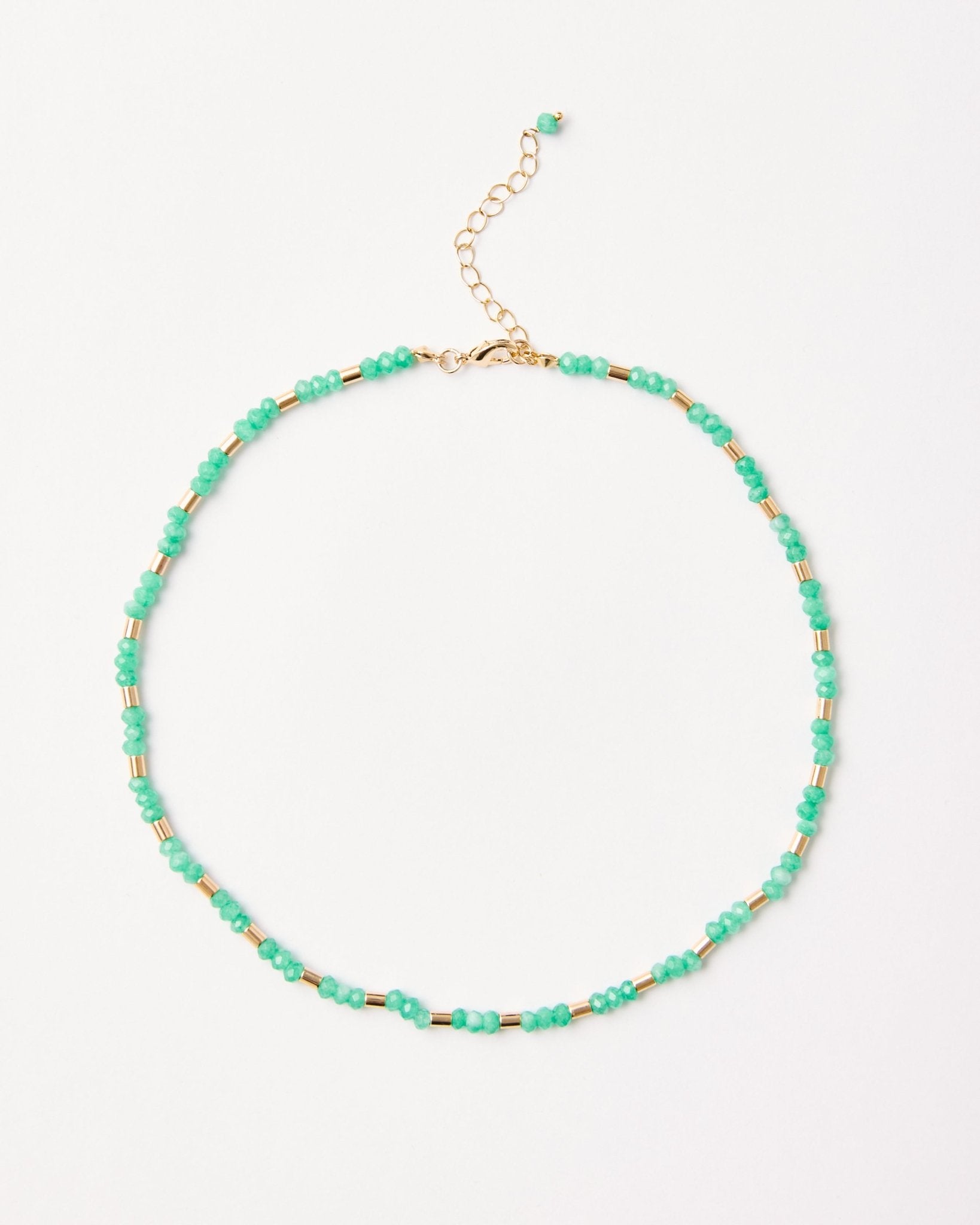 Green Quartz & Gold Tube Beaded Necklace – 18k Gold - Plated | Bonita Jewels of Brazil - Bonita Jewels of Brazil