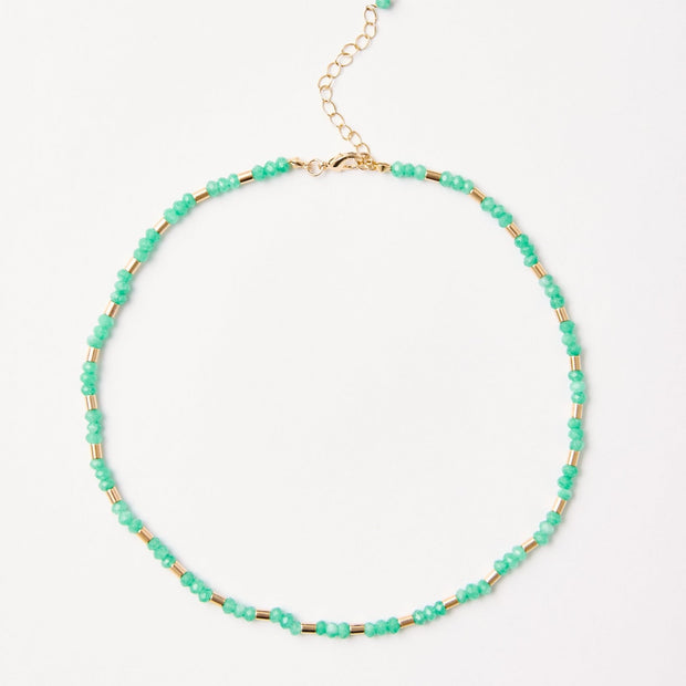 Green Quartz & Gold Tube Beaded Necklace – 18k Gold - Plated | Bonita Jewels of Brazil - Bonita Jewels of Brazil