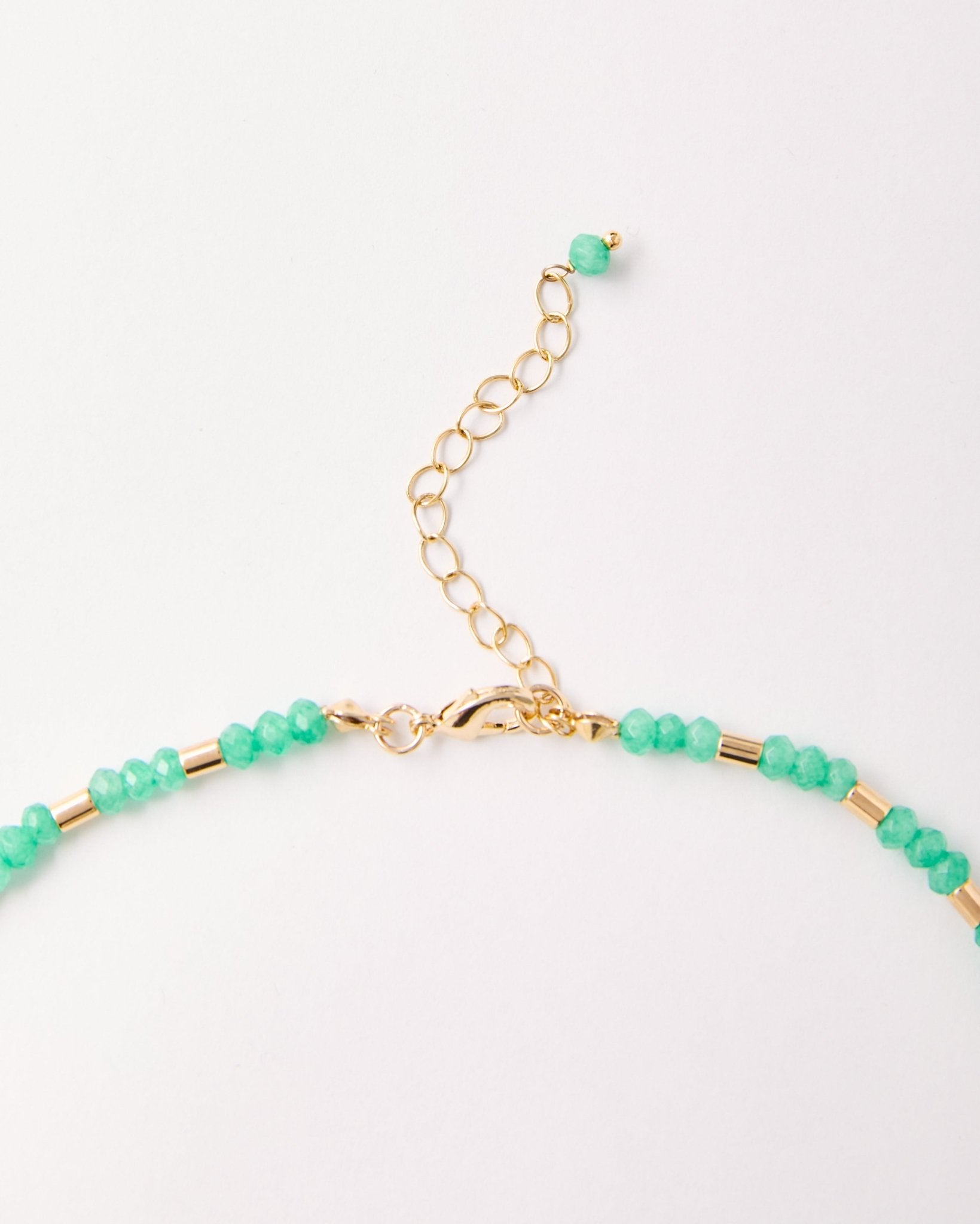Green Quartz & Gold Tube Beaded Necklace – 18k Gold - Plated | Bonita Jewels of Brazil - Bonita Jewels of Brazil