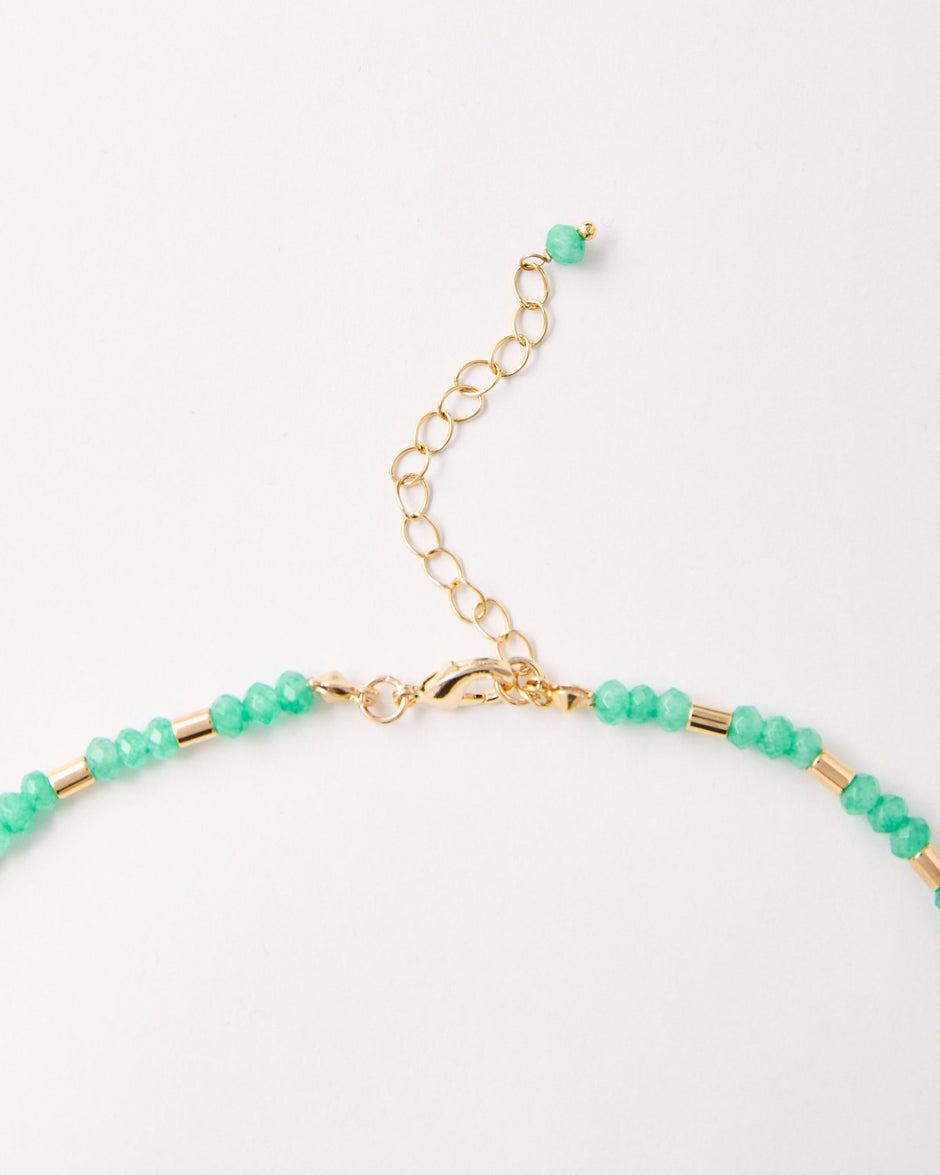 Green Quartz & Gold Tube Beaded Necklace – 18k Gold - Plated | Bonita Jewels of Brazil - Bonita Jewels of Brazil