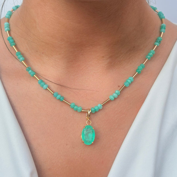 Green Quartz & Gold Tube Beaded Necklace – 18k Gold - Plated | Bonita Jewels of Brazil - Bonita Jewels of Brazil