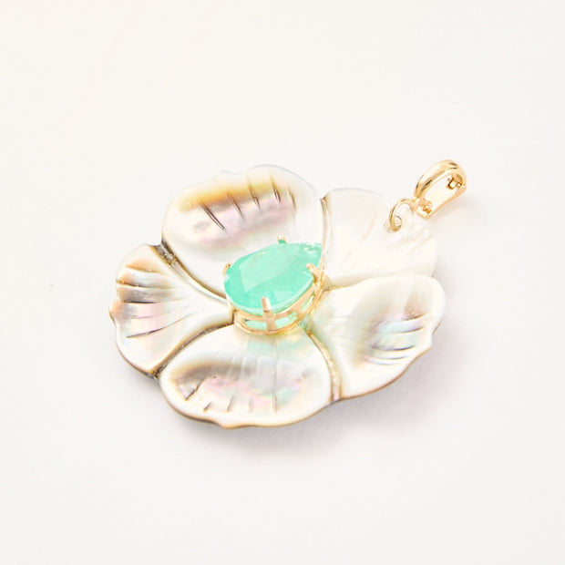 Green Quartz & Mother - of - Pearl Flower Pendant – 18k Gold - Plated | Bonita Jewels of Brazil - Bonita Jewels of Brazil